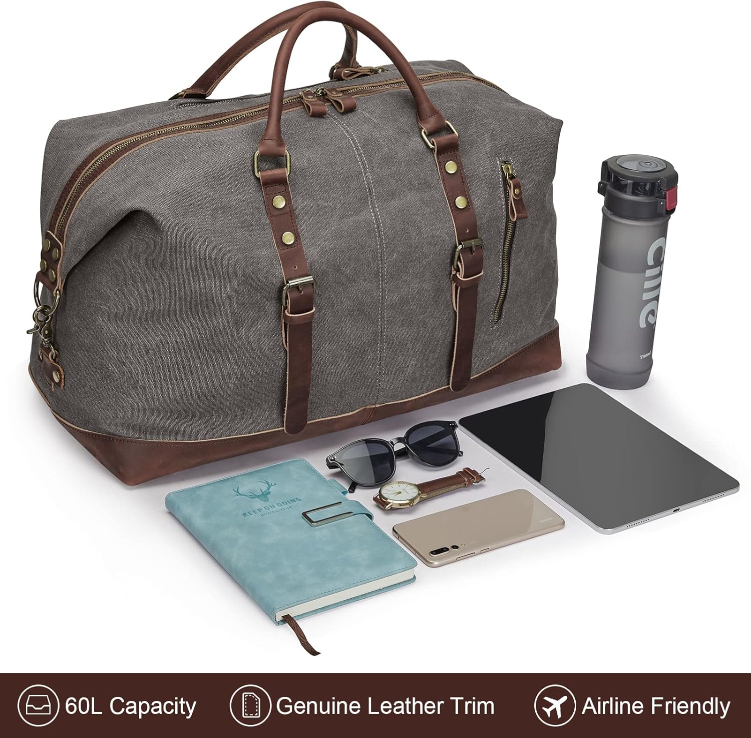Duffle Bag for Travel Canvas Duffel Bag Carry on Weekender Bag for Men - Image 3