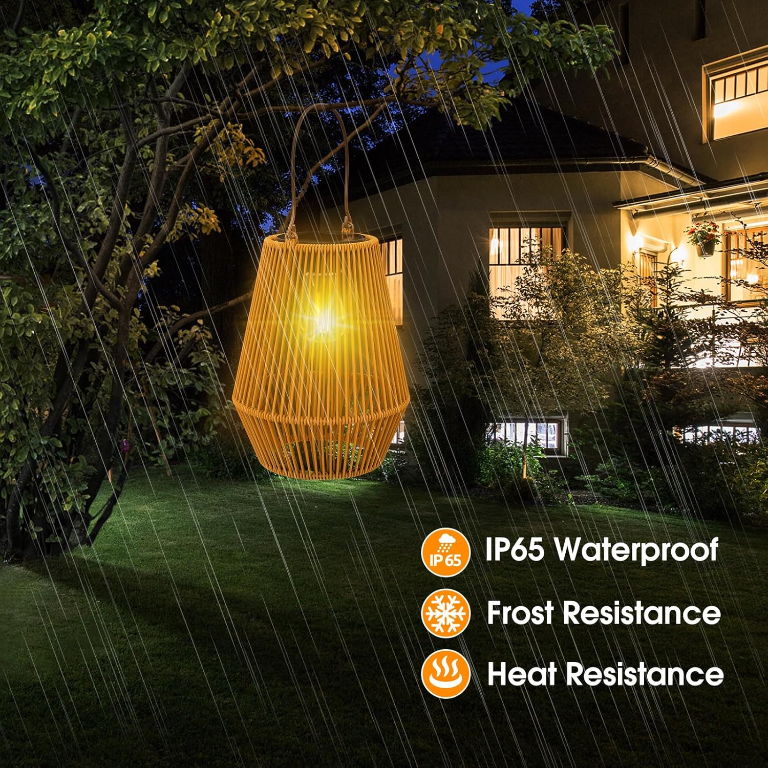 Solar Lanterns Outdoor, KagoLing Solar Hanging Lantern Lights Decorative Christmas Light for Garden Patio Courtyard Lawn-2 Pack, HANDLAN-02 - Image 3