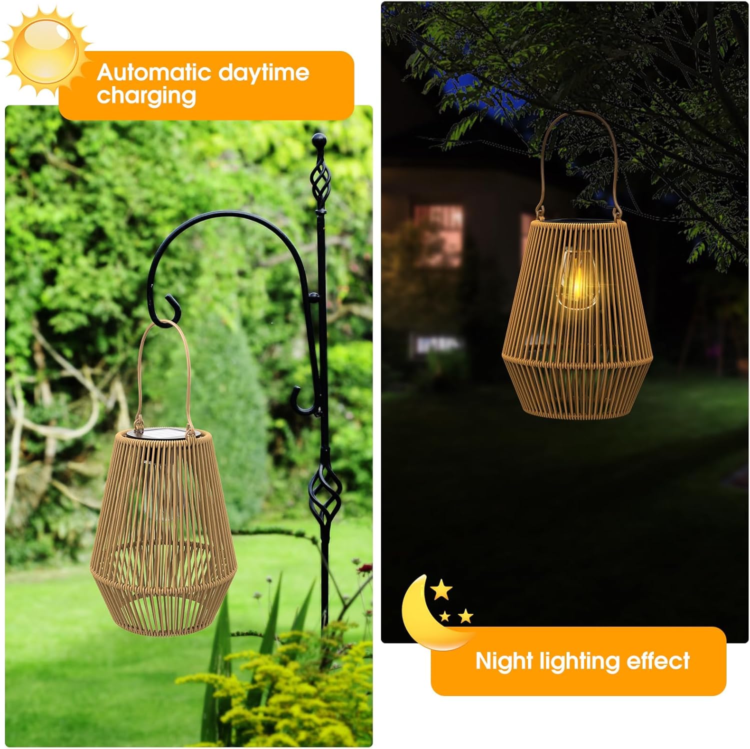 Solar Lanterns Outdoor, KagoLing Solar Hanging Lantern Lights Decorative Christmas Light for Garden Patio Courtyard Lawn-2 Pack, HANDLAN-02 - Image 5