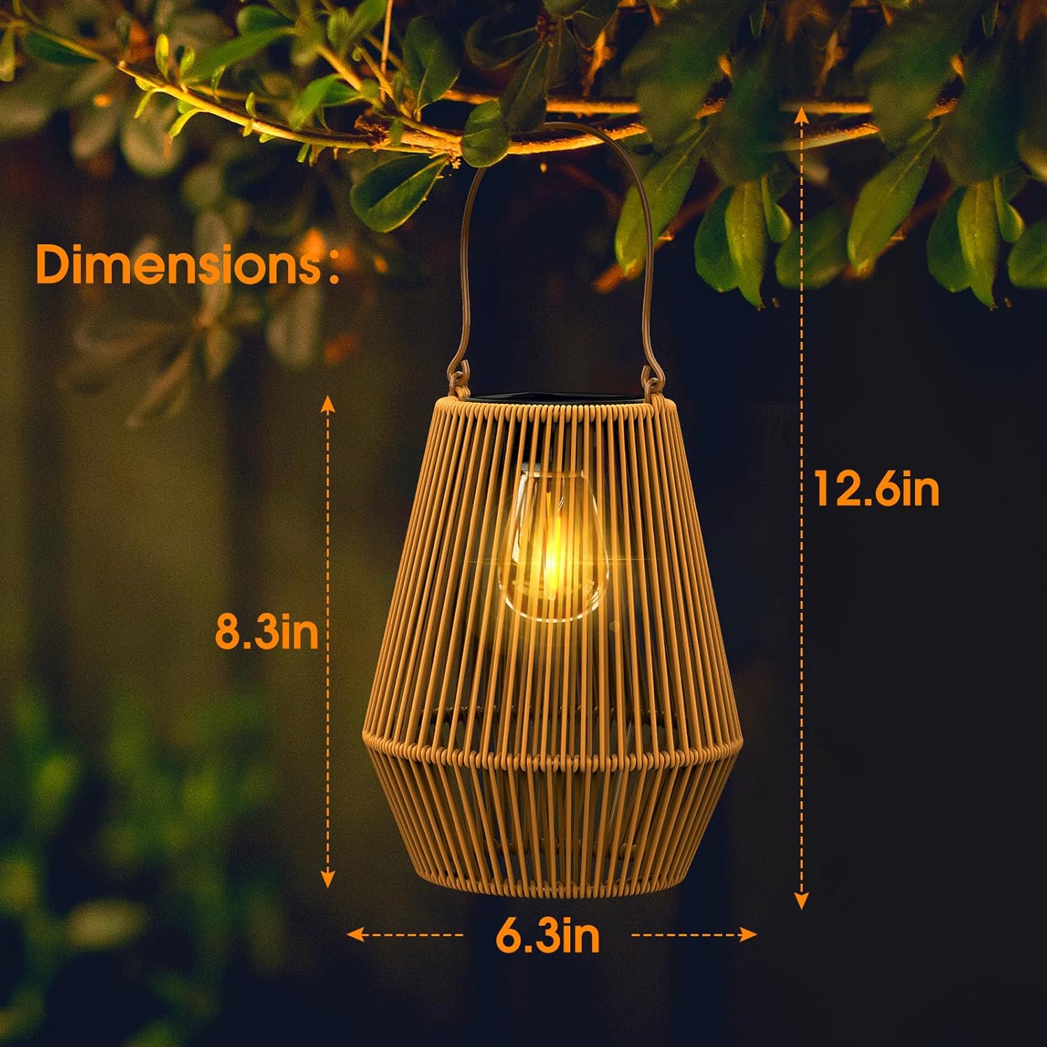 Solar Lanterns Outdoor, KagoLing Solar Hanging Lantern Lights Decorative Christmas Light for Garden Patio Courtyard Lawn-2 Pack, HANDLAN-02 - Image 6