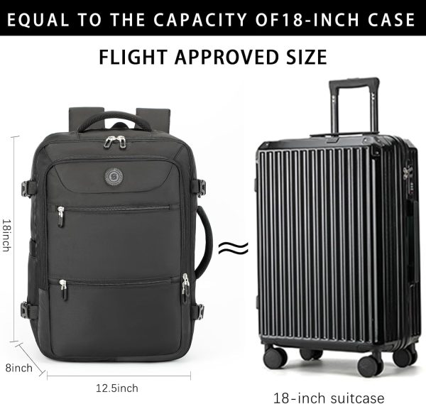 Travel Laptop Backpack, Extra Large Backpacks, Flight Approved Daypack, Business Bag Fit 17.3 inch Laptop for Men Women (Black) - Image 3