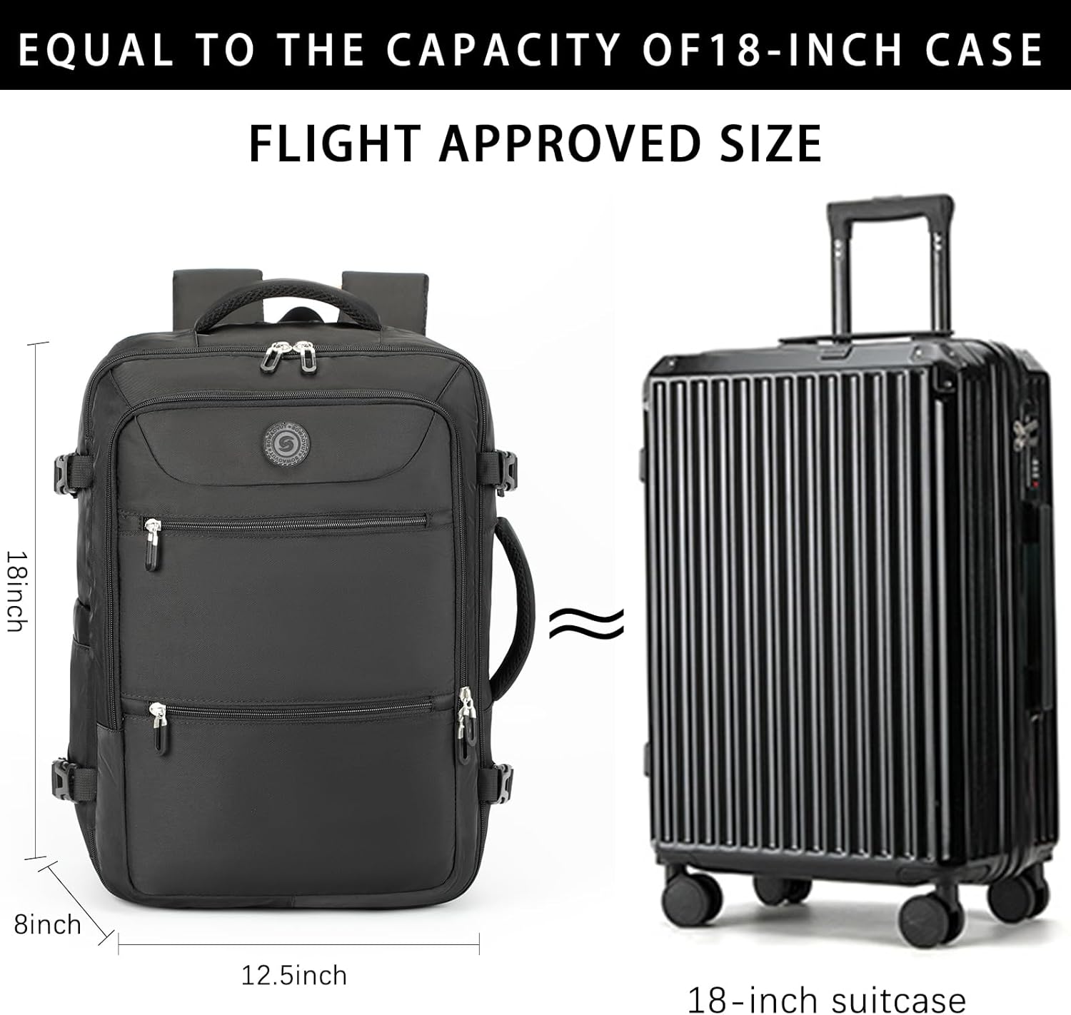 Travel Laptop Backpack, Extra Large Backpacks, Flight Approved Daypack, Business Bag Fit 17.3 inch Laptop for Men Women (Black) - Image 3